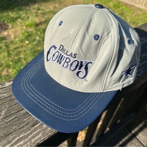 Vintage 90s Dallas Cowboys Leather Snapback Made in USA Modern Cap Co NFL